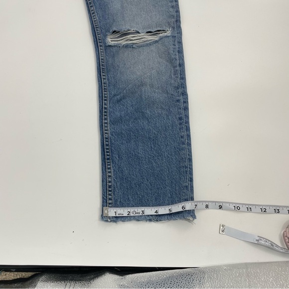 RE/DONE high rise ripped stovepipe designer jeans 25 Button Fly in The Wash - Picture 7 of 15